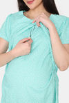 Coucou Maternity Woven Full Length Nightdress With Front Zipper And Discreet Feeding - Green Ash — thumbnail 6